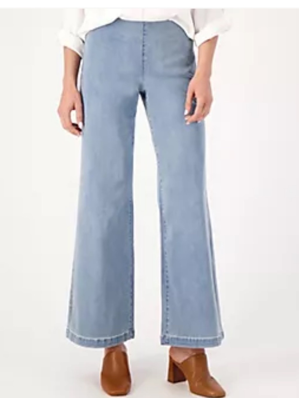 NYDL jeans Sculpt Her Denim Pull On Teresa wide leg jeans from QVC